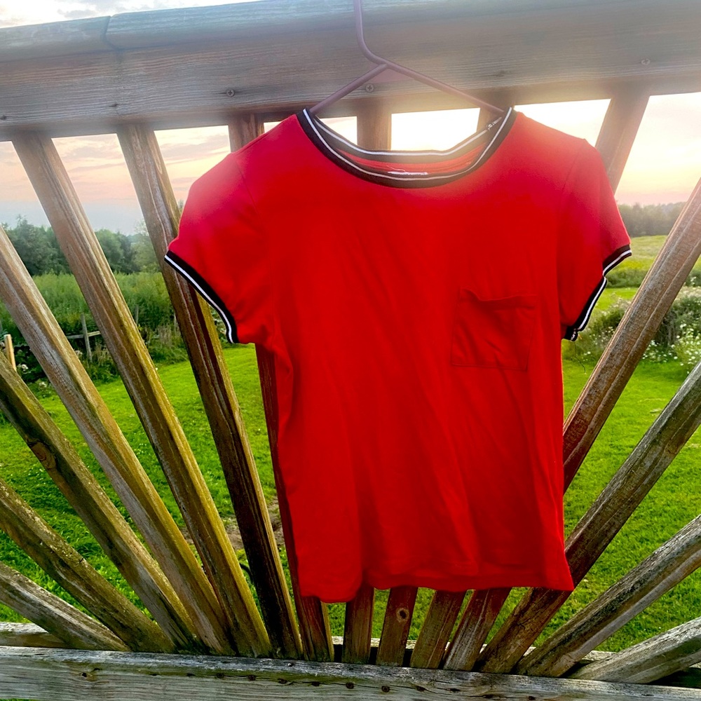 Red,white,and black heart and hips shirt